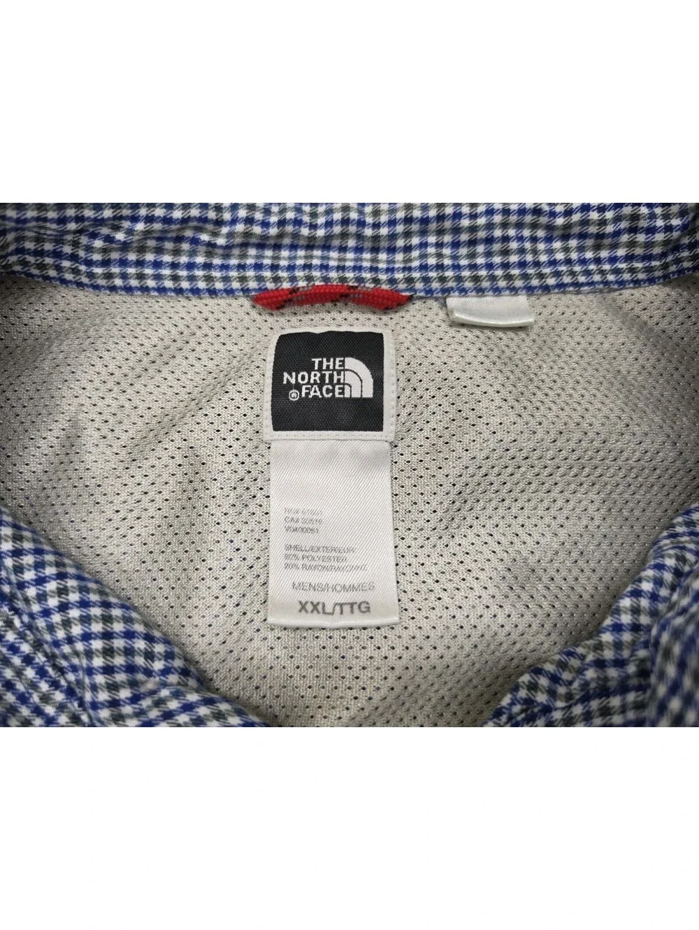 The North Face XXL Blue Check Plain Long Sleeve Hiking Outdoor Button Shirt